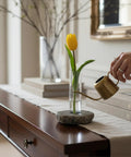Rock Solid Bloom Bud Vase With Heavy Granite Base And Glass Flower Holder No Tip Stability For Tall Blooms on table