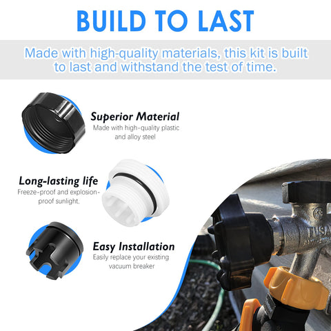 Vacuum Breaker Kit For Traditional Anti Siphon Frost Free Sillcock Valves Replacement Prevent Backflow And Water Contamination Easy Install with durable components