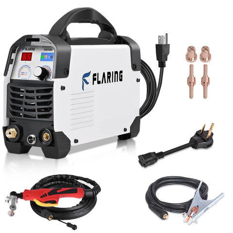 65 Amp Dual Voltage Plasma Cutter Machine 120V 240V Beast With IGBT Inverter High Frequency Touch Arc, shown with accessories