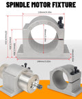 Beefed Up 1.5KW Water Cooled CNC Spindle Kit with 80mm mount and dimensions, featuring spindle motor fixture for CNC routers and milling machines.