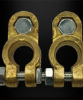 Beefy Brass Top Post Battery Terminal Connectors Set For Positive And Negative, Marine Car Boat RV Ready, Direct Fit Cable Ends