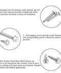 320 Piece 410 Stainless Steel Hex Washer Head Self Drilling Sheet Metal Screws Assortment Kit showcasing screw details in diagram