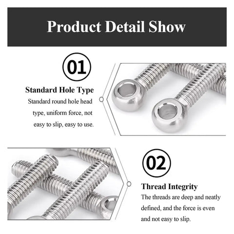 304 Stainless Steel Shoulder Eye Bolt M20 Heavy Duty Lifting Eyebolt For Industrial Machinery And Rigging High Strength Forged Steel Safe Load Bearing Quick Install Durable Lift Tool 1 Pcs, threaded hole detail