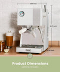 Side view of 20 Bar Espresso Machine With 58mm Portafilter And Milk Frother For Cappuccino And Latte With Smart Touch Display