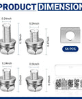 56 Piece Pro Grade Stainless Steel Motorcycle Battery Terminal Nuts And Bolts Kit For ATV Bike And Scooter with dimensions