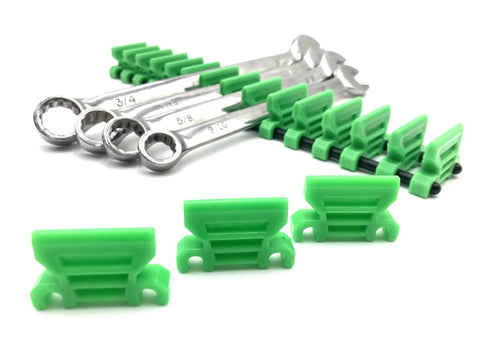 Space Saving 42 Wrench Organizer Set With Infinitely Adjustable Dividers For Upright Or Flat Wrench Storage Also Holds Screwdrivers Pliers Extensions And More Tools In A Durable Green Finish