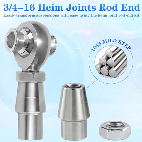 Heavy Duty 3/4 Inch Chromoly Heim Joint Rod End With Lock Nut For Panhard Suspension showing rod end and lock nut.
