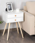 Killer White Industrial End Tables And Nightstands Set Of Two With Smooth Glide Drawers For Your Prime Bedroom Vibe Big Time Storage Bedside Side Tables Solid Wood Frame Totally Lightweight white nightstand with two drawers and wooden legs
