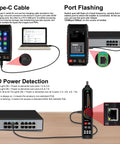 Rechargeable Network Cable Tester With Tone Generator And Probe All In One 4 Inch IPS Touchscreen Built In DMM Optical Power Meter VFL PoE Test And Continuity Checker LT 600M connected to network devices