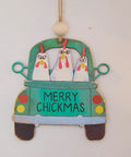 Chickmas Farmhouse Style 3D Wooden Christmas Ornament Four Inch Hanging Chicken Decor Adorable Rustic Holiday Tree Accessory