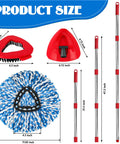 All-In-One Spin Mop Replacement Kit for RinseClean 2-Tank System With 16 Microfiber Refills, Scrubber Head, Triangle Base and Adjustable 31-63in Handle Built for EasyWring RinseClean Compatibility product size chart