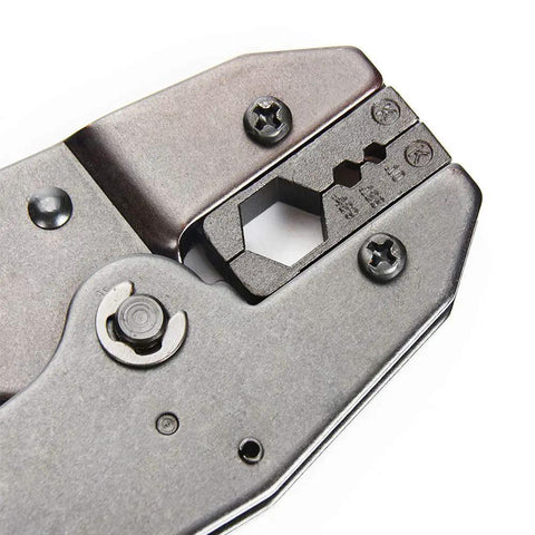 Close-up of Beefed Up RF Coax Crimp Tool Kit With 0.429 Inch Hex Die For LMR400 And All 400 Type Cables Including RG8 RG9 RG174 RG316 Belden 9913