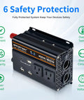 No Sweat 400 Watt 12V To 110V Power Inverter With 800W Peak Muscle, showing dual AC outlets and USB ports.
