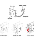 Installation diagram for Texas Security Bolt 3 Inch Ring Lock For Swing In Doors Stamped Steel White Painted Heavy Duty Secondary Inside Lock