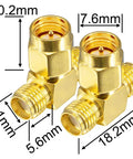 Male To Dual SMA Female RF Splitter Adapter 2 Way Y Type Combiner For SDR Receiver And Signal Monitoring, Gold Plated