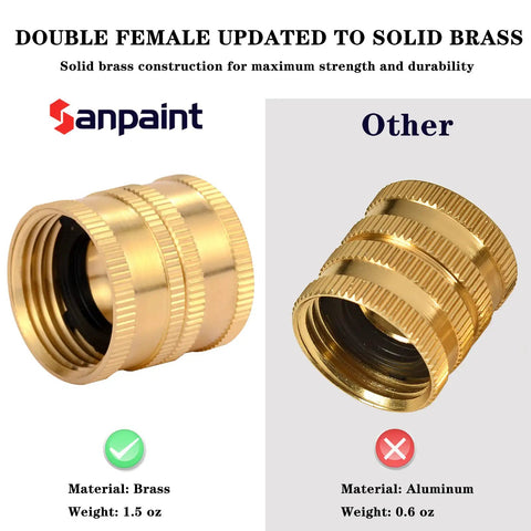 2 Pack 3/4 Inch Garden Hose Connector With Dual Swivel For Male To Male And Double Female Adapters Aluminum Construction For Durability Standard 3/4 Inch Fit Easy Attachment For All Hoses And Watering Tools brass hose connector compared with aluminum