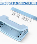 Two-Hole Paper Puncher With Adjustable Guide and Labor-Saving Handle, Heavy-Duty 5-Sheet Capacity Office Punch For Binders, Blue