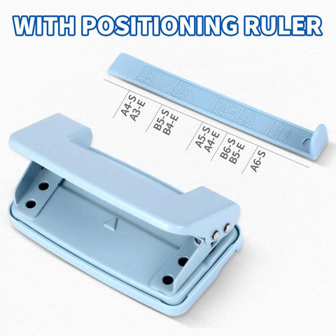 Two-Hole Paper Puncher With Adjustable Guide and Labor-Saving Handle, Heavy-Duty 5-Sheet Capacity Office Punch For Binders, Blue
