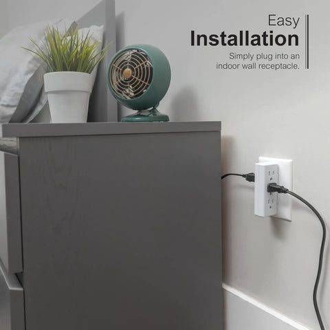 Six Outlet Side Entry Power Tap Side Access Adapter Converts Two Indoor Outlets Into Six, Slim Vertical, Space Saving Design, White
