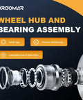 Exploded view of Two Piece Front Wheel Hub And Bearing Assembly Set 513296 Direct Fit For Infiniti and Nissan models, showing components.