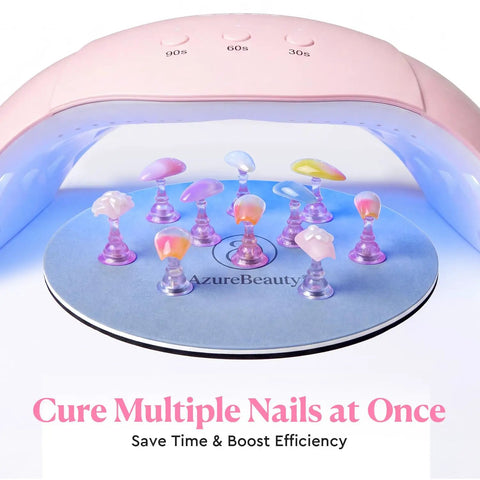 Magnetic Nail Stand Set For Press Ons Acrylic Nail Holder And Display Kit With Round Metal Base 10 Magnetic Holders 200 Double Sided Sticky Tabs Perfect DIY Nail Art Practice And Salon Display under UV lamp.