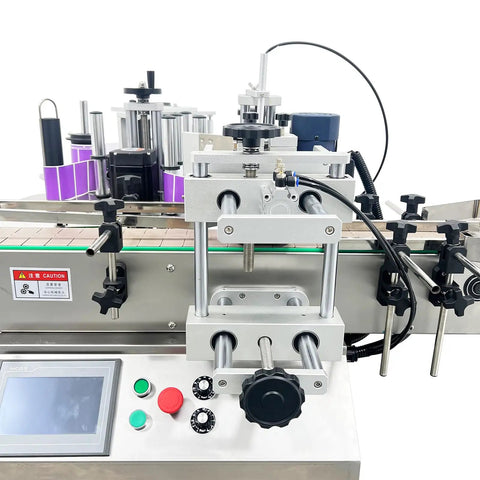 Fully Automatic Round Bottle Labeling Machine Featuring Plug And Play Touchscreen Controls and Smart Auto Correction for No Fuss Packaging Line.