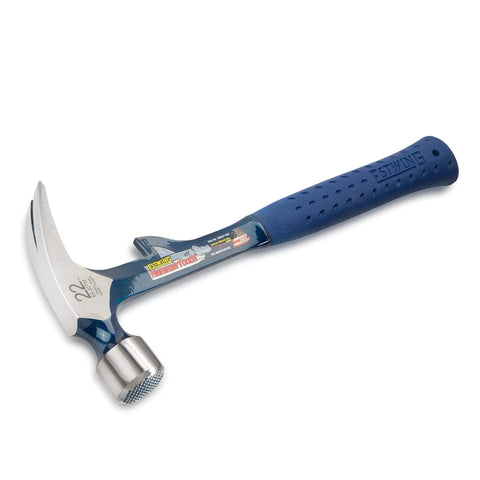 Hammertooth Hammer 22 oz USA Made Straight Rip Claw Hammer With Milled Face And Shock Reduction Grip on white background.