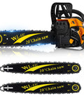 63Cc Gas Powered Chainsaw With 20 Inch Bar And 2 Chains And Bars, Heavy Duty 2-Cycle Engine For Tree Felling, Logging, Firewood Cutting