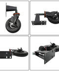 No Sweat Heavy Duty 8 Inch Black Gate Caster Wheels Rated For A Sturdy 600 Lb Load And Offering True 360 Degree Swivel Action For Easy Fence Gate Rolling And Yard Cart Ease, showcasing different angles and details.