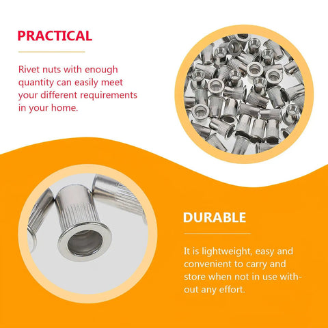 Grab This Heavy Duty Stainless Steel M4 Flat Head Rivet Nuts Knurled Tool Kit For Serious Automotive Repairs, Industrial Fastening And Tough Furniture Builds That Really Rock. stainless steel rivet nuts set