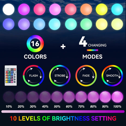 16 Inch LED Light Up Beach Balls 4 Pack With Remote Glow In The Dark Pool Toys Featuring 16 Color Changing Lights And 4 Flash Modes