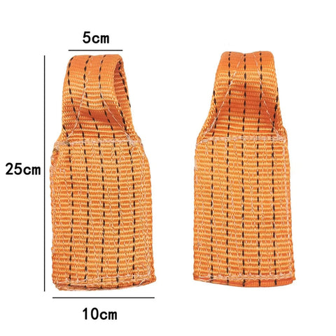 Two orange straps, 25cm x 10cm, part of Pro Grade Auto Body Dent Repair Kit With Sheet Metal Puller And Ergonomic Lifter