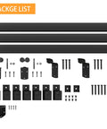 12 Foot Black Box Rail Exterior Barn Door Hardware Kit For Sliding Beefy Heavy Duty Track System With 5 Track Brackets Supports Up To 450 Lb Doors Not Included Galvanized Steel Rust Resistant And Durable laid out with components in package list view.