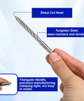 A Tough As Nails Three Piece Tire Reamer Drill Bit Set Featuring Sharp Carbide Burrs For No Sweat Flat Tire Repairs And Quick Roadside Fixes For Cars Trucks And Motorcycles, showcasing sharp cut head and triangular handle.