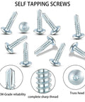 Heavy Duty Self Tapping And Self Drilling Trailer Screws Zinc Plated Rust Resistant Fasteners Built Like A Tank For Enclosed Car Haulers RV Panels No Sweat Install 150 Pack with truss heads and sharp threads.