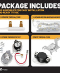 Dryer Repair Kit With 3387747 Heating Element, 279816 Thermostat Kit, And 279973 3392519 Thermal Fuse For Quick Fixes.