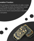 Beast All In One Dual Frequency RFID Emulator And Card Copier on a dark surface, focusing on compact design and gold details.