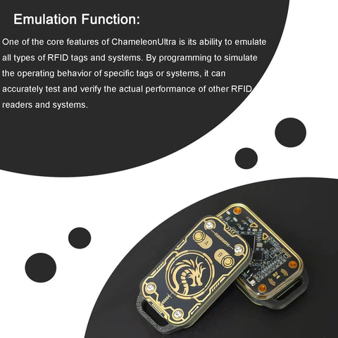 Beast All In One Dual Frequency RFID Emulator And Card Copier on a dark surface, focusing on compact design and gold details.