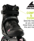 Macroblade 110 3WD Women's Fitness Inline Skates Black And Orchid, lateral view of high performance skate with comfort mesh
