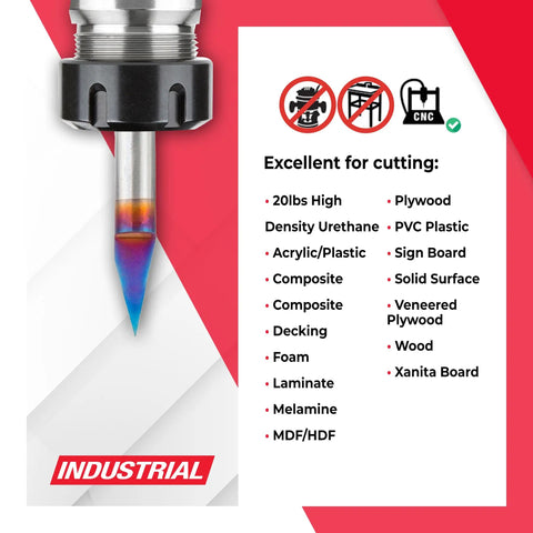 Spektra Extreme Tool Life Coated CNC Router Bit Pack For Sign Making And Engraving Four Piece Solid Carbide Bits with cut list