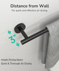 Matte Black Towel Bar 24 Inch Wall Mounted Stainless Steel Towel Rack Split In Two Parts For Total Length 26 Inch with towel