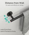 Matte Black Towel Bar For Bathroom, 24 Inch Wall Mounted Stainless Steel Rod, SUS304, showing 3-inch distance from wall