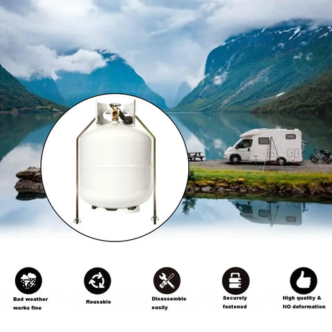 Image of 20 Lb RV Propane Tank Mount Holder Bracket Kit For Coleman Fleetwood Pop Up Campers Pair by a scenic lake