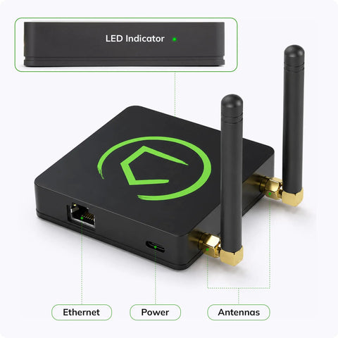 Keep Your Smart Home Running Slick With A Premium Hub Delivering Actual Local Control And Seamless Automation Zero Cloud Lag with antennas and LED indicator.
