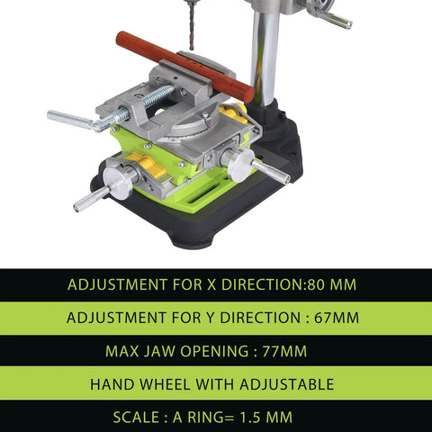 Side view of Cross Slide Drill Vise 2 Way X Y Compound Vise For Milling And Drilling on bench drill, showing adjustment features.