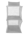 Layered Hanging Storage Bag Slick Nonwoven Closet Organizer With Roomy Pockets, gray textile, two open shelves, versatile use.