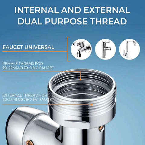 Rotating Faucet Aerator With 1440 Degree Swivel And Two Modes, internal and external dual purpose threads, close-up view