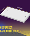 Top Shelf Heavy Duty Blank Wall Plate Outlet Cover One Gang White Polycarbonate Faceplate, measuring 4.50x2.76 inches.