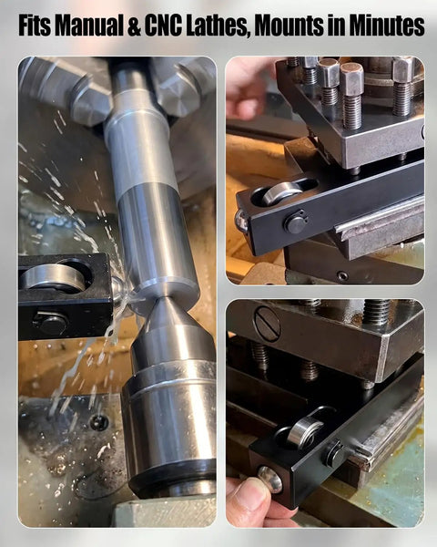 Mini Lathe Burnishing Tool Dishing Out Slick Metal Polish With Tough Bearing Steel Rollers mounted on CNC lathe, showcasing smooth operation and water spray.