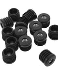 Round Plastic Plugs For Furniture Legs And Chair Tubes Black Poly Foot Pads With Integrated Nut Adjustable Metal Feet Sturdy Chair Leg Glides